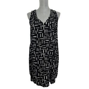 Old Navy Black Geometric Sleeveless Dress Size Large Abstract Cover Up Travel